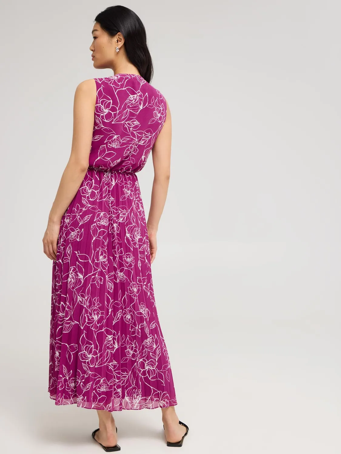 Floral Chiffon Cross-Front Midi Dress sporty comfort