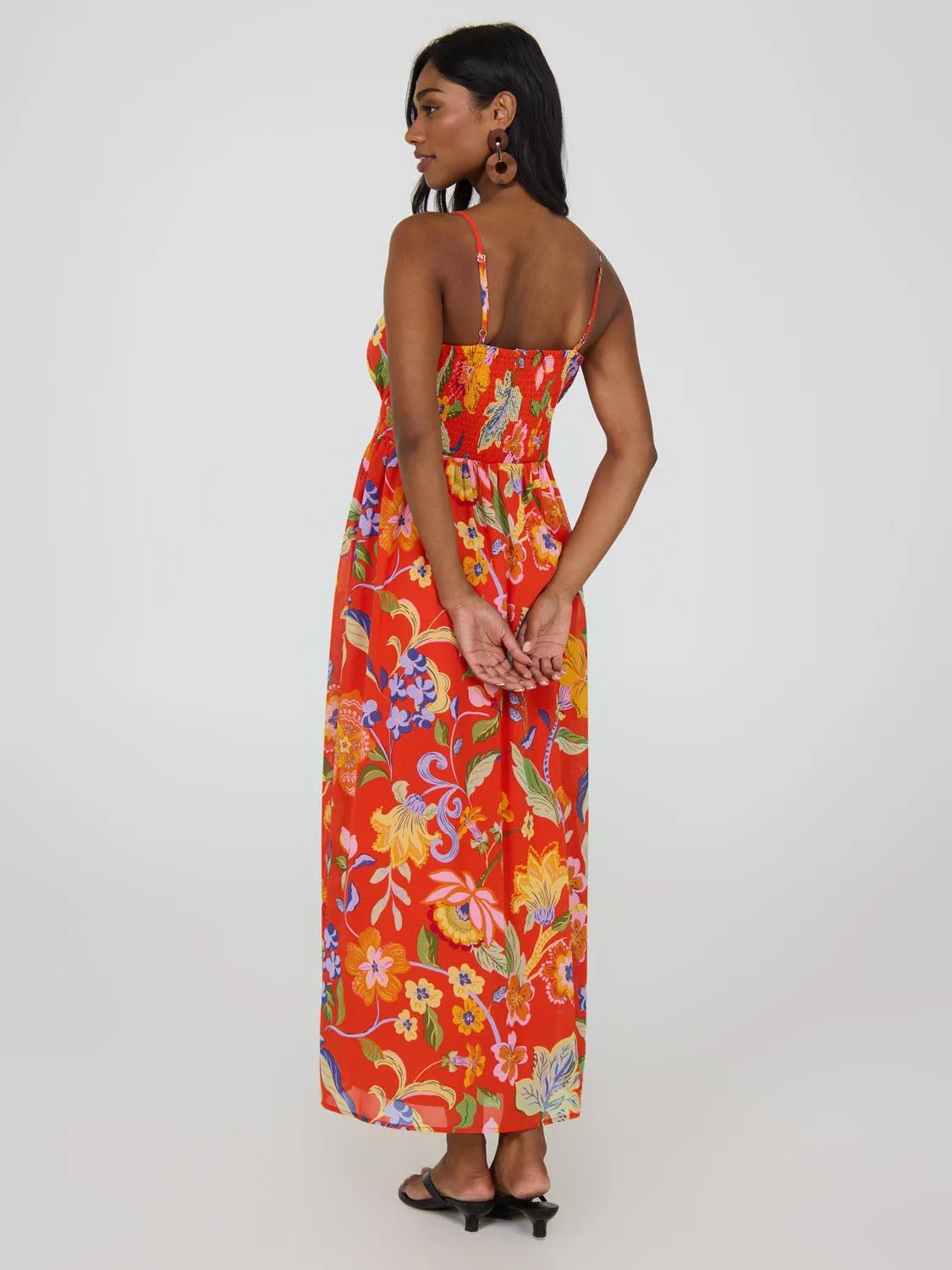 Floral Chiffon Maxi Dress natural skin
