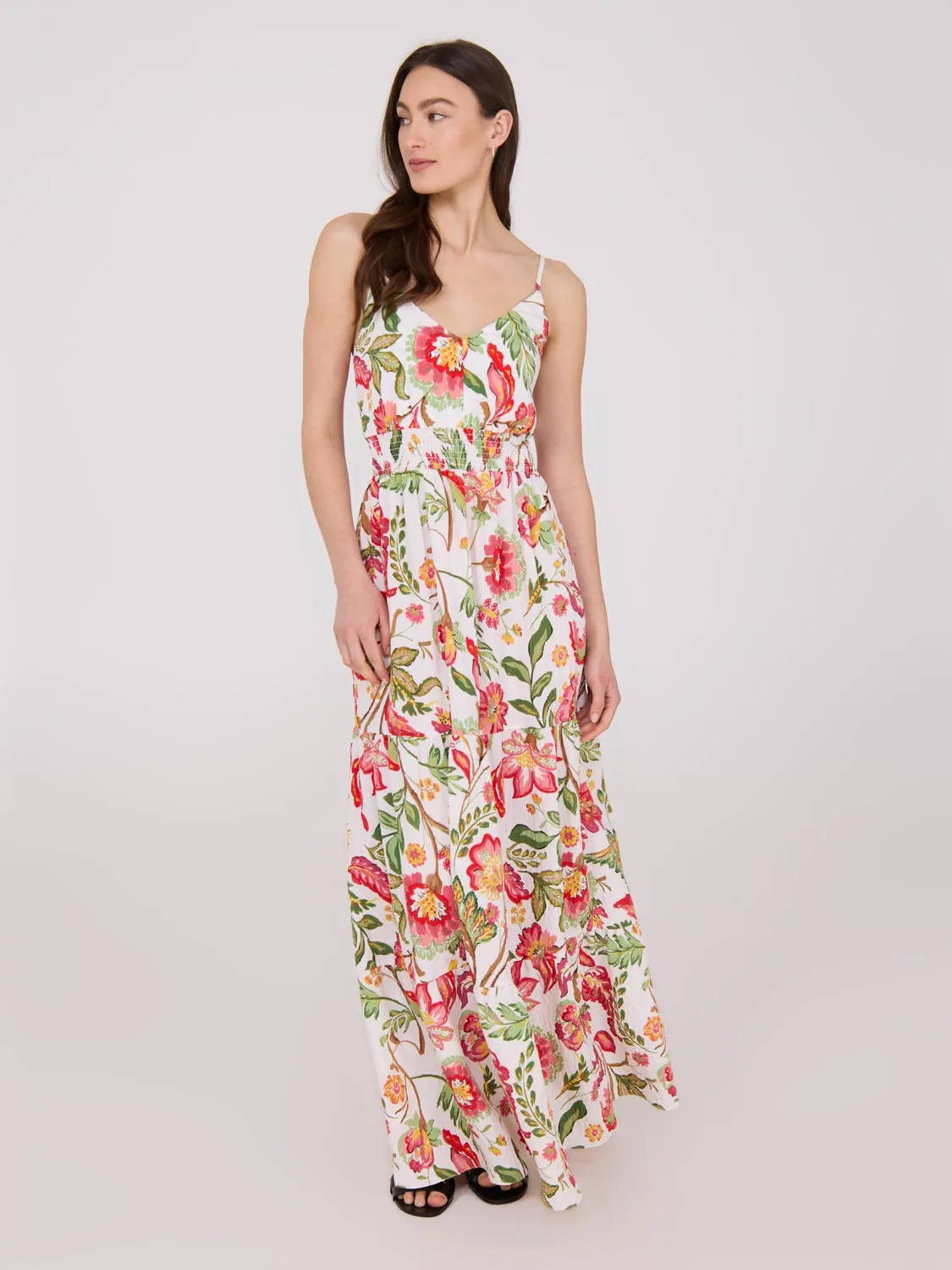 Floral Crinkle Satin Maxi Dress romantic mood