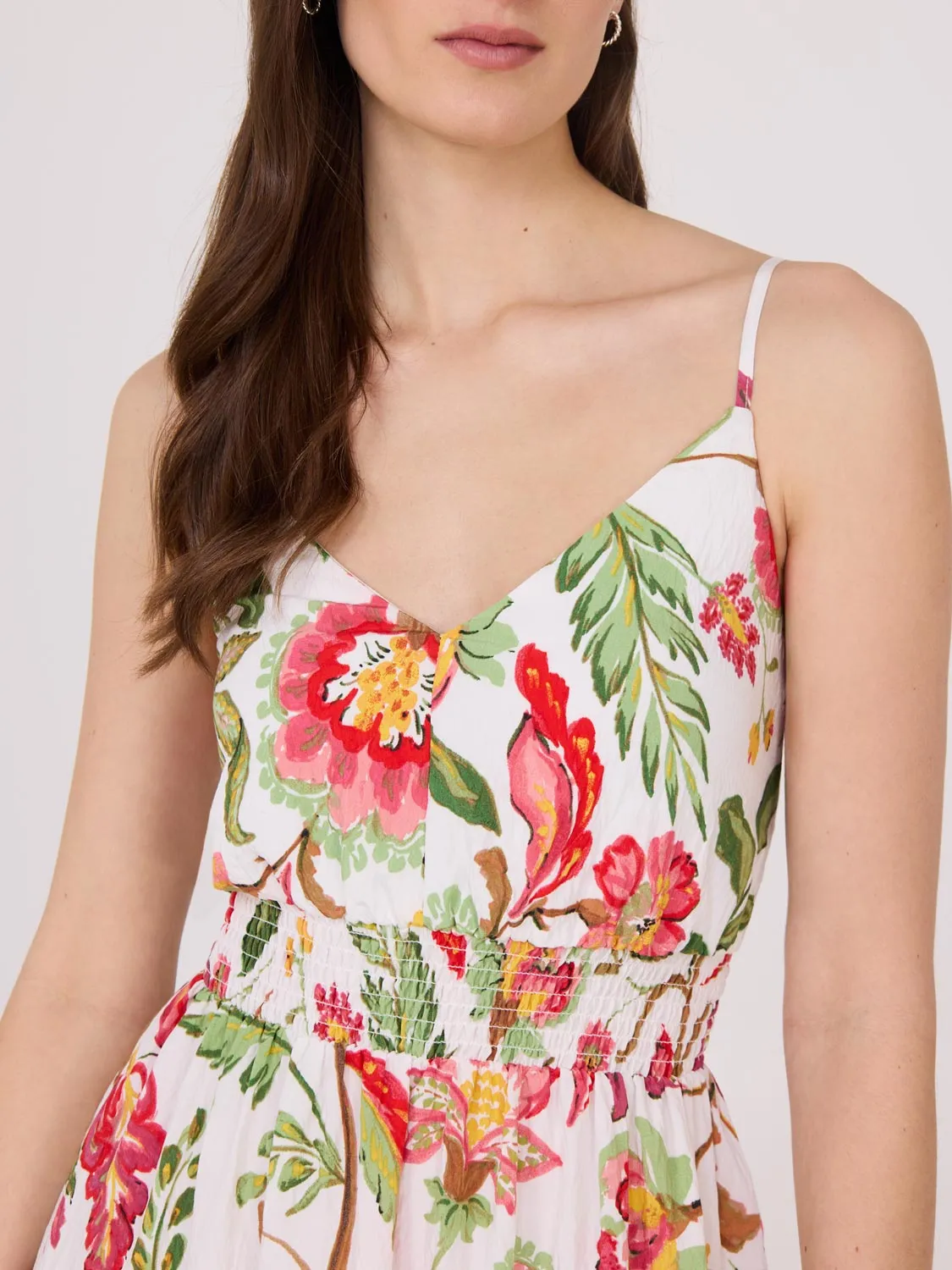 Floral Crinkle Satin Maxi Dress elegant charm