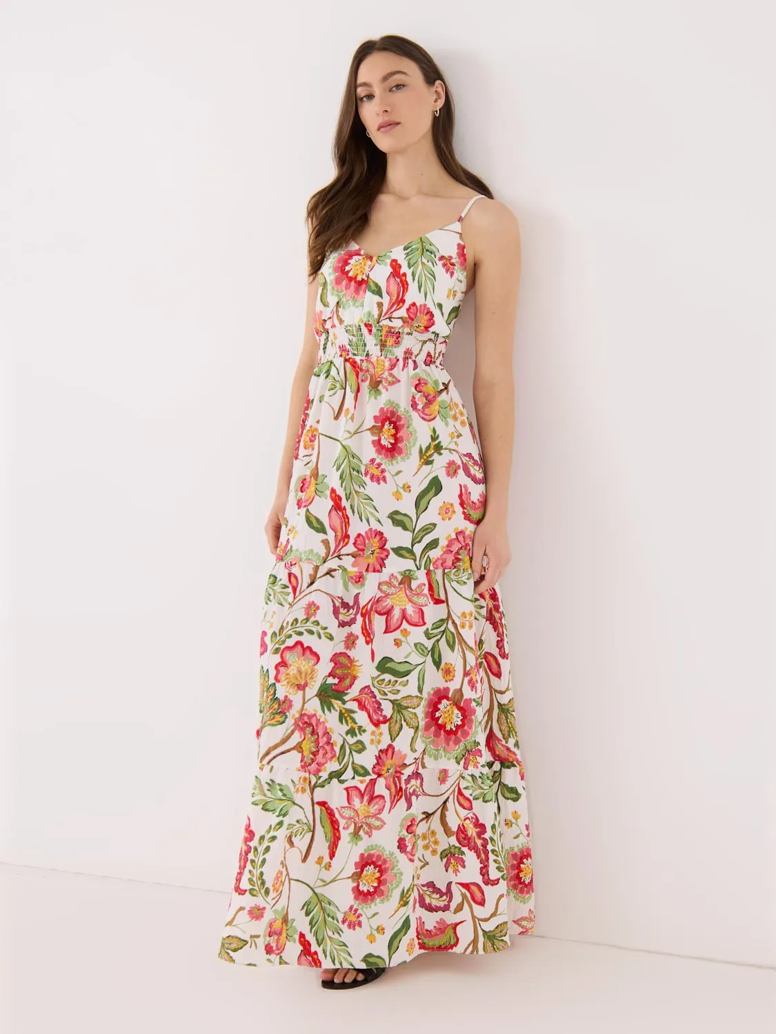 Floral Crinkle Satin Maxi Dress minimal design