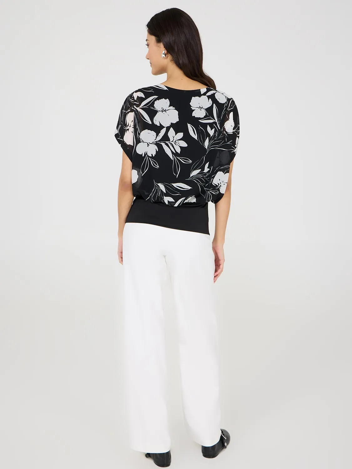 Floral Dolman Sleeve Chiffon Top With Cami Go Everywhere