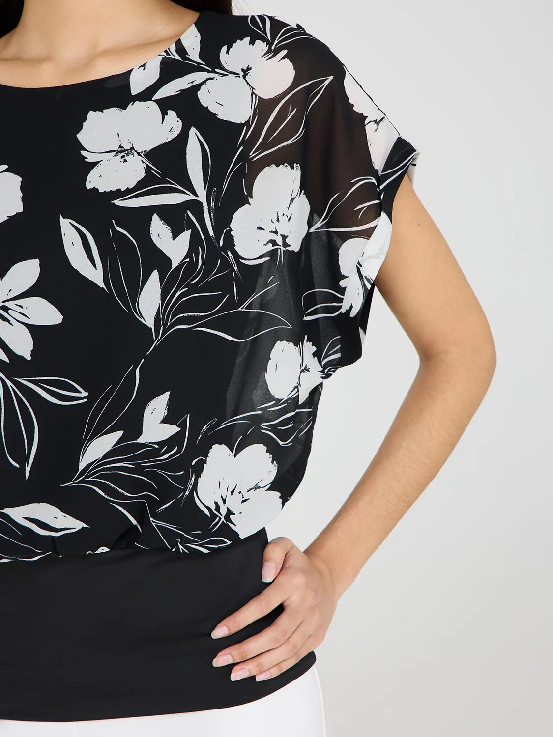 Floral Dolman Sleeve Chiffon Top With Cami Winter Base