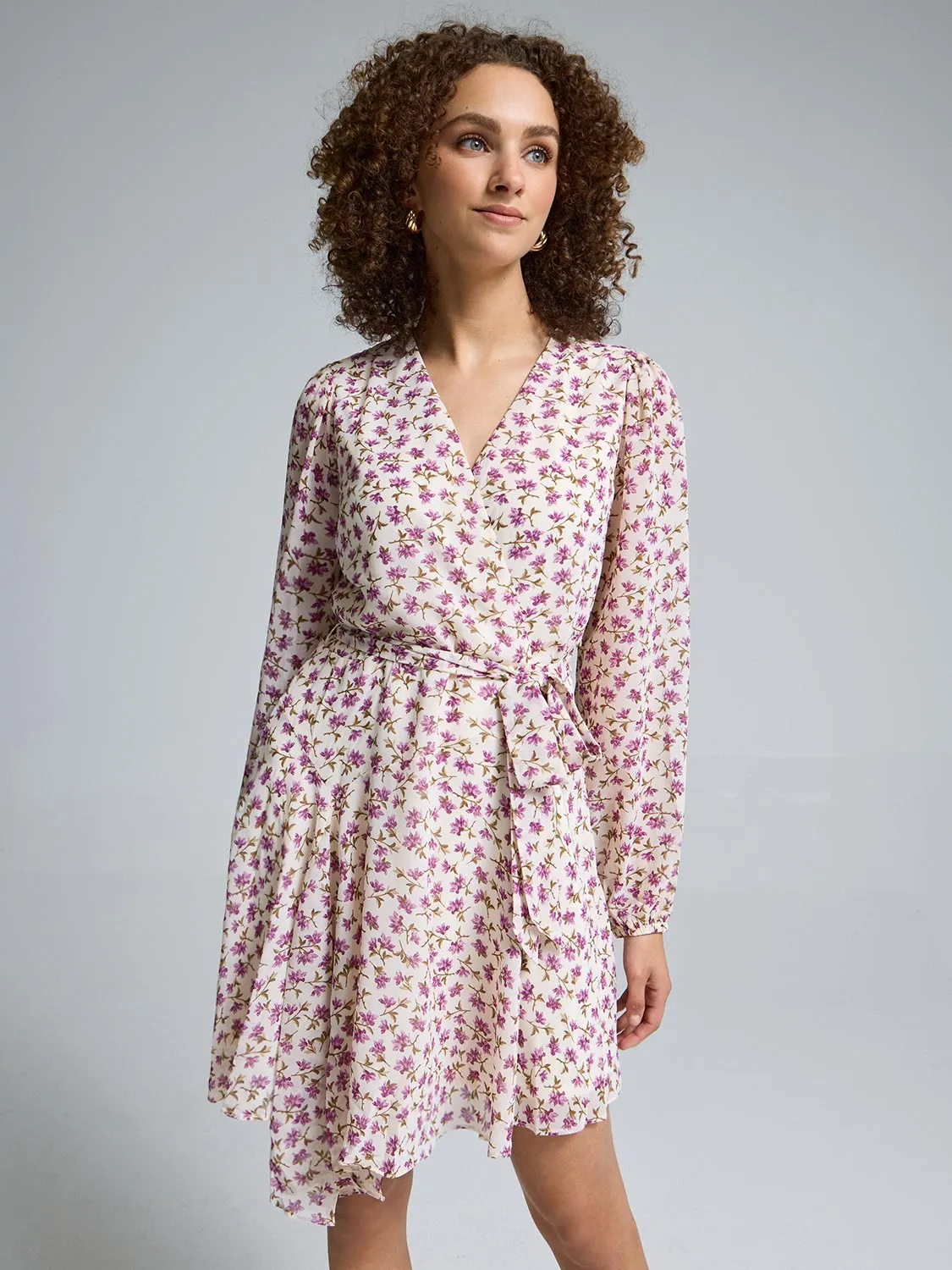Floral Fit & Flare Mini Chiffon Dress spring garden