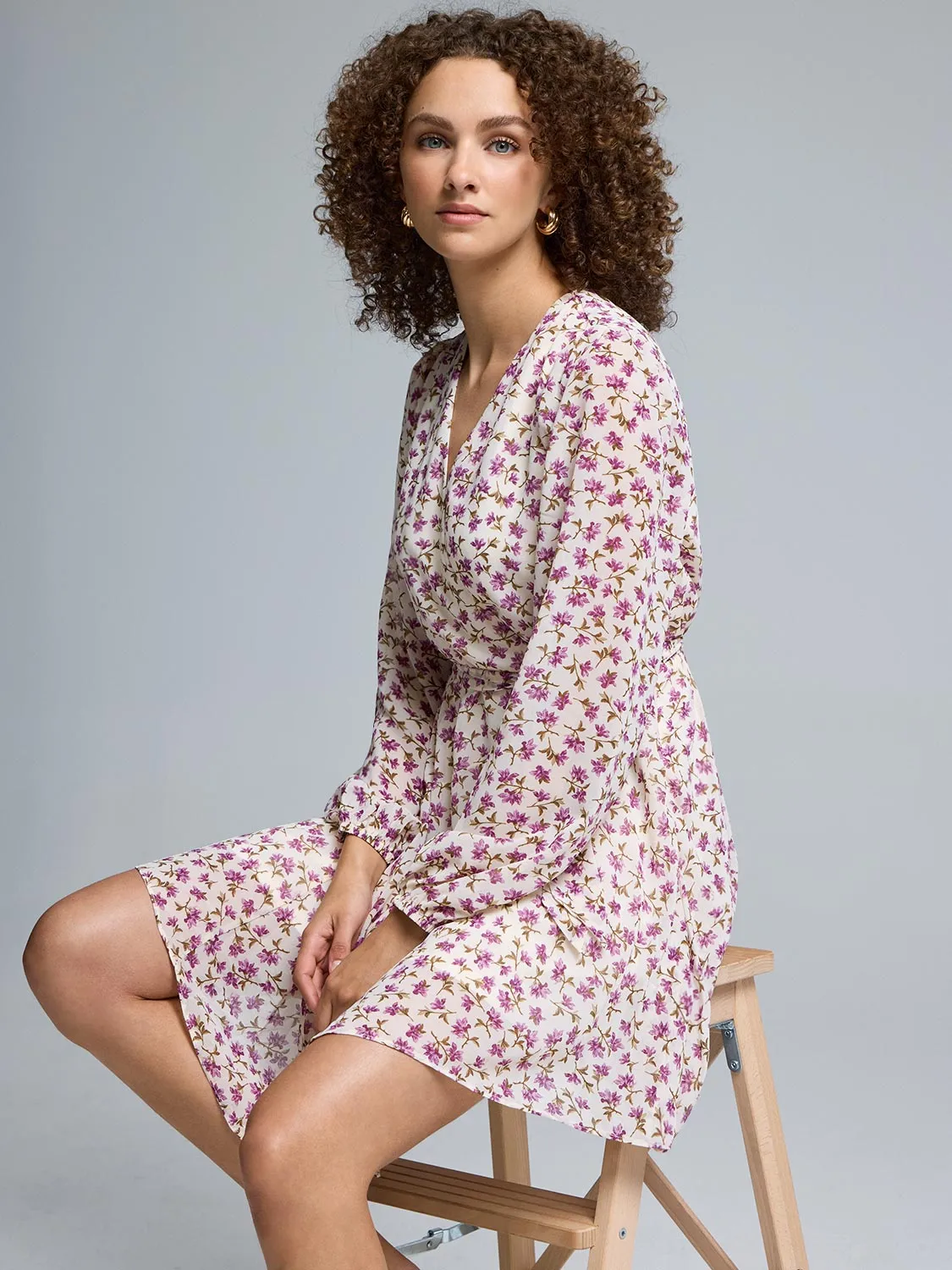 Floral Fit & Flare Mini Chiffon Dress renaissance art