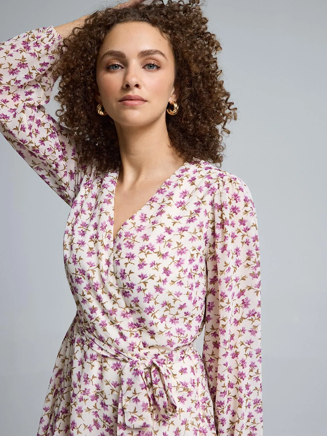 Floral Fit & Flare Mini Chiffon Dress easy styling