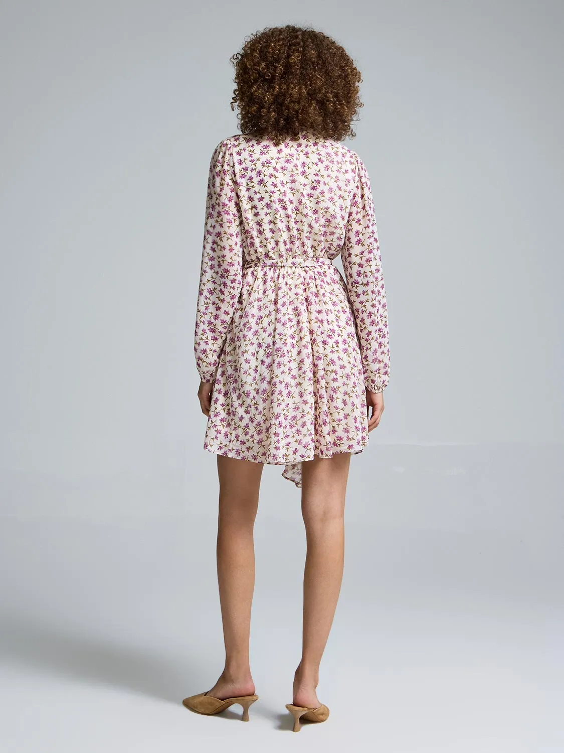Floral Fit & Flare Mini Chiffon Dress multi-scene fit