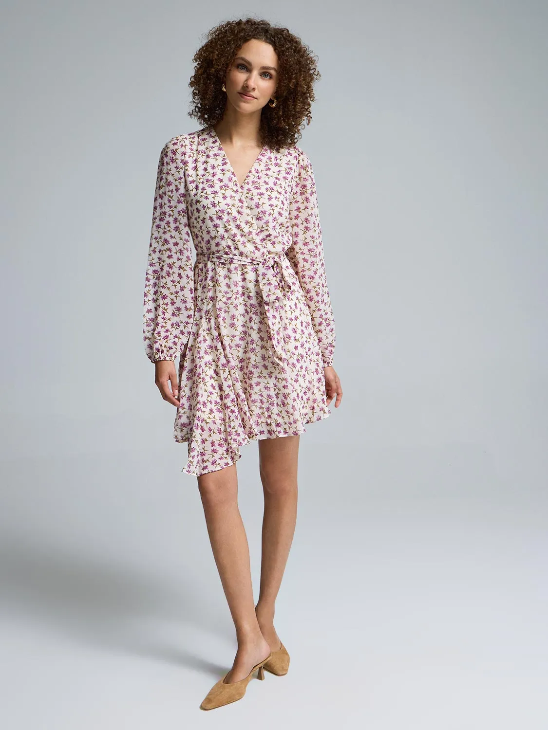 Floral Fit & Flare Mini Chiffon Dress artsy style
