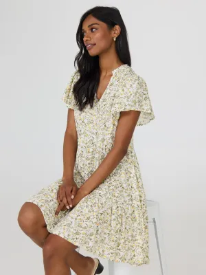 Floral Flutter Sleeve Mini Dress youthful mood