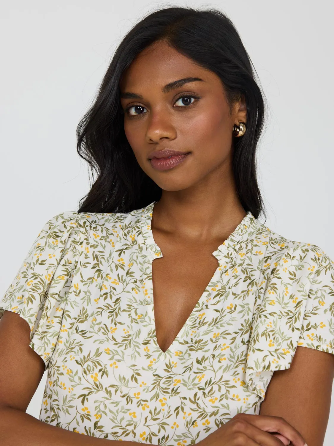 Floral Flutter Sleeve Mini Dress easy living