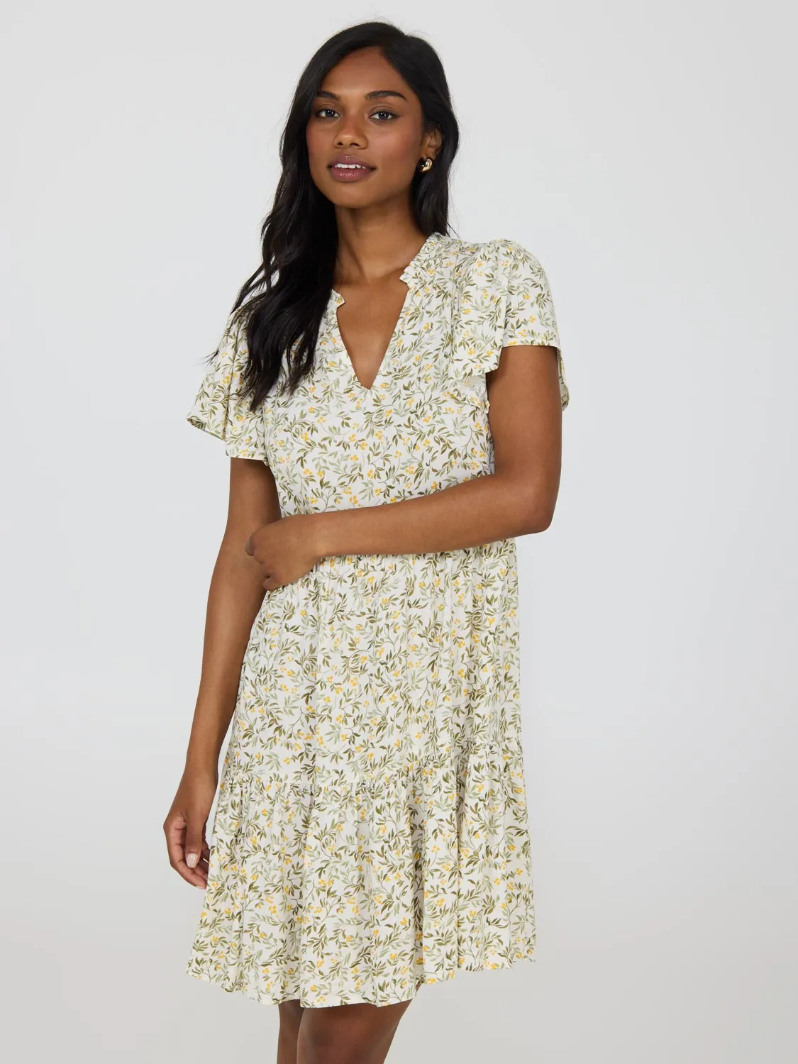 Floral Flutter Sleeve Mini Dress daily comfort