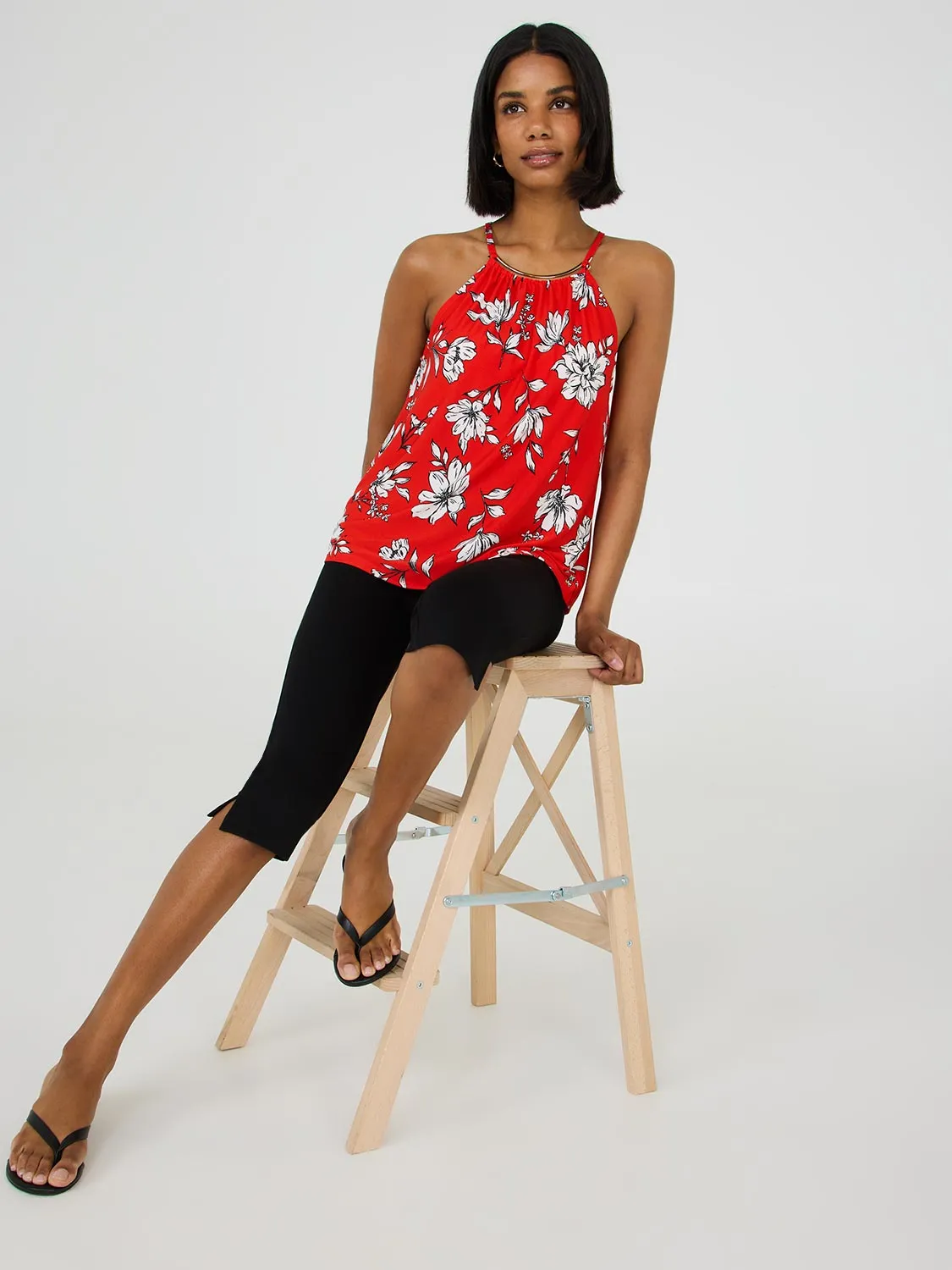 Floral Halter Neck Top form flattering