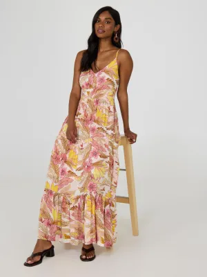 Floral Maxi Dress With Ruffles diverse style