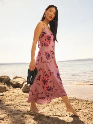 Floral Midi Satin Slip Dress elegant taste