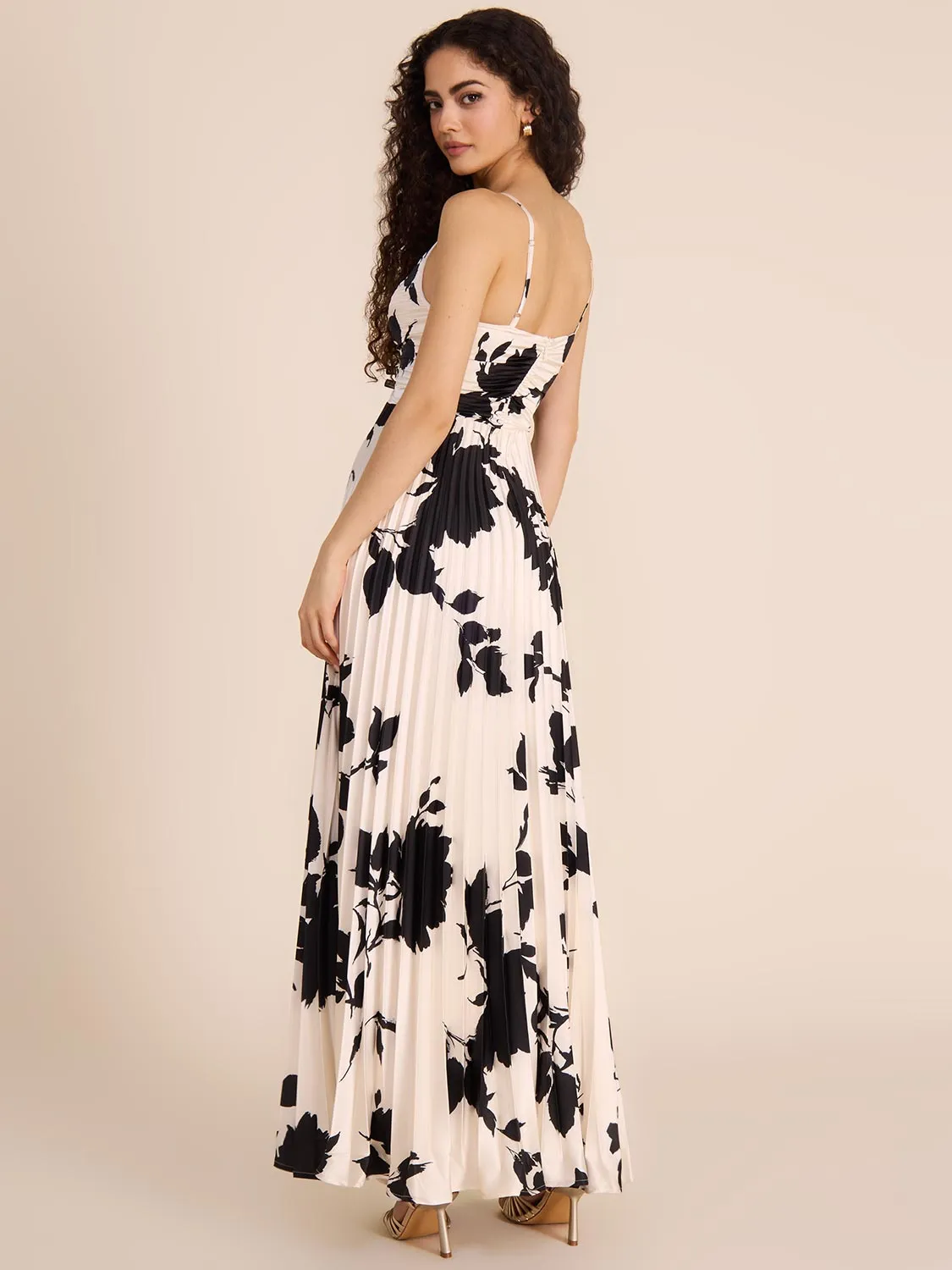 Floral Pleated Satin Gown spring romance