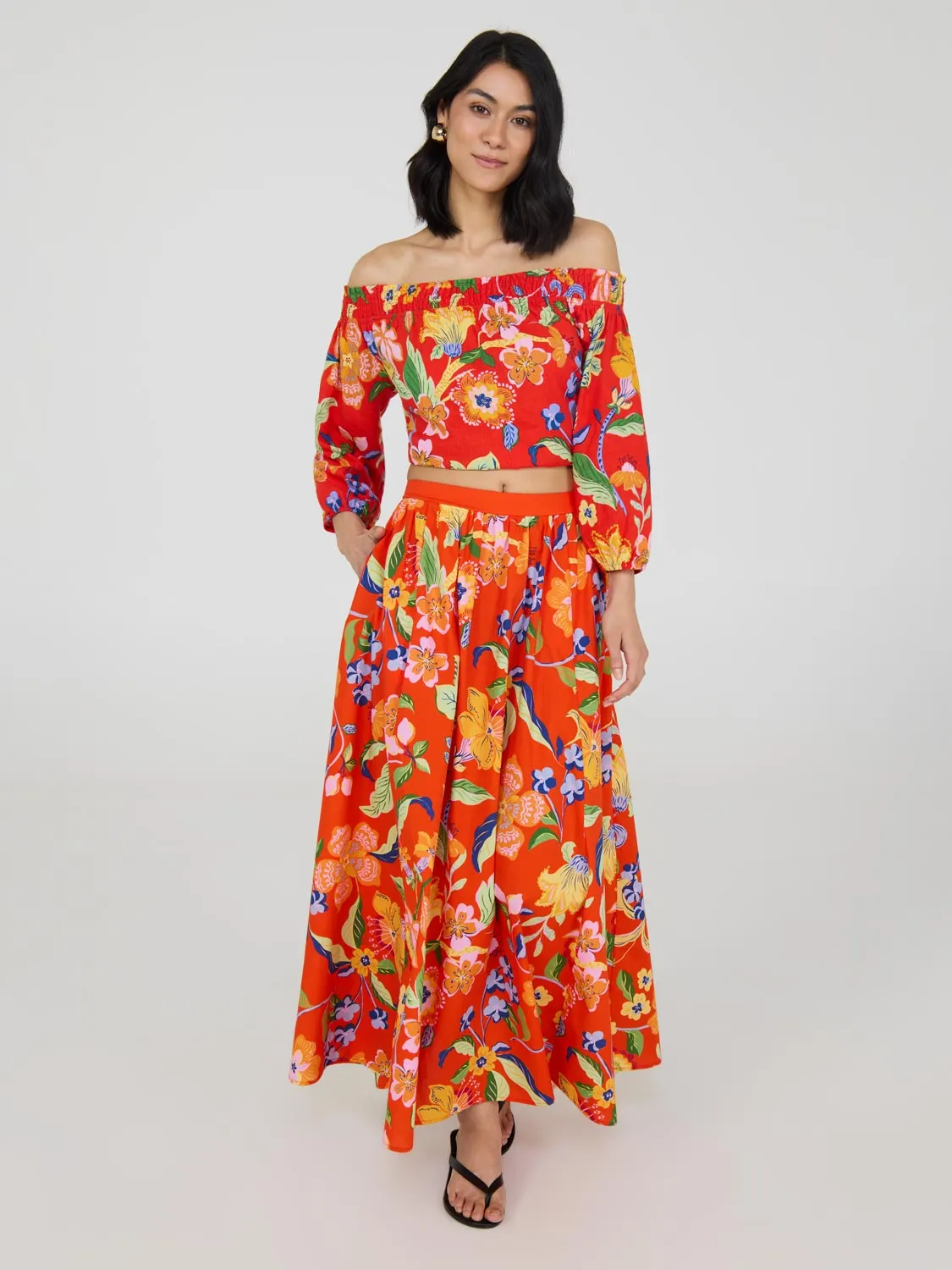 Floral Poplin Cotton Maxi Skirt style play