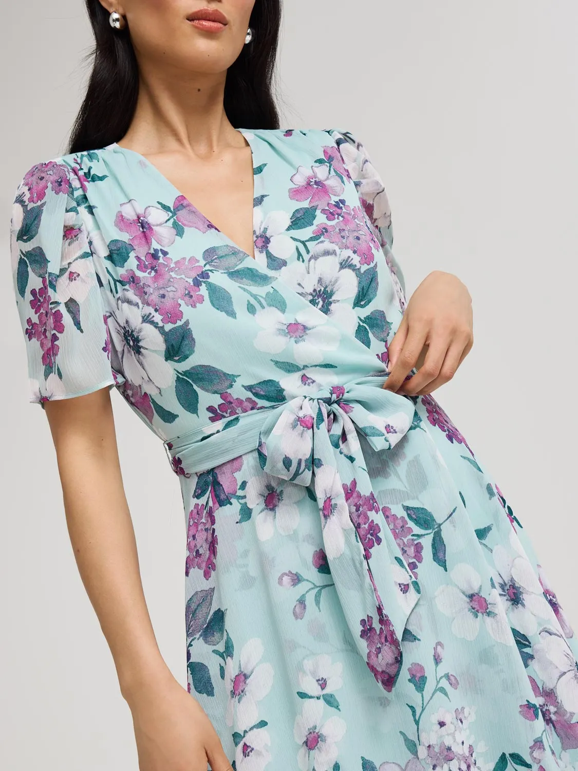 Floral Print Cross-Front High-Low Midi Dress newcomers