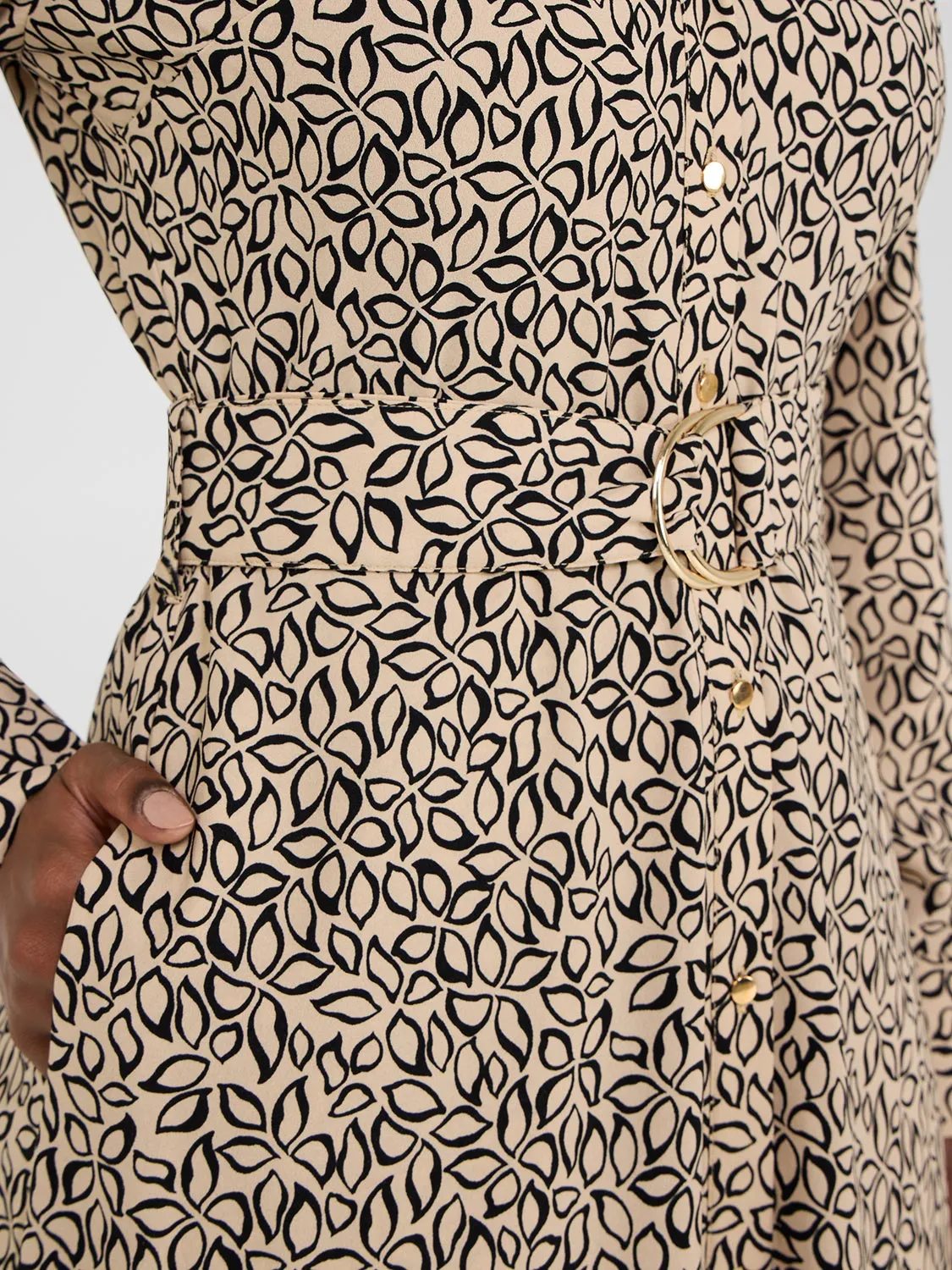 Floral Print Flowy Shirt Dress varied models