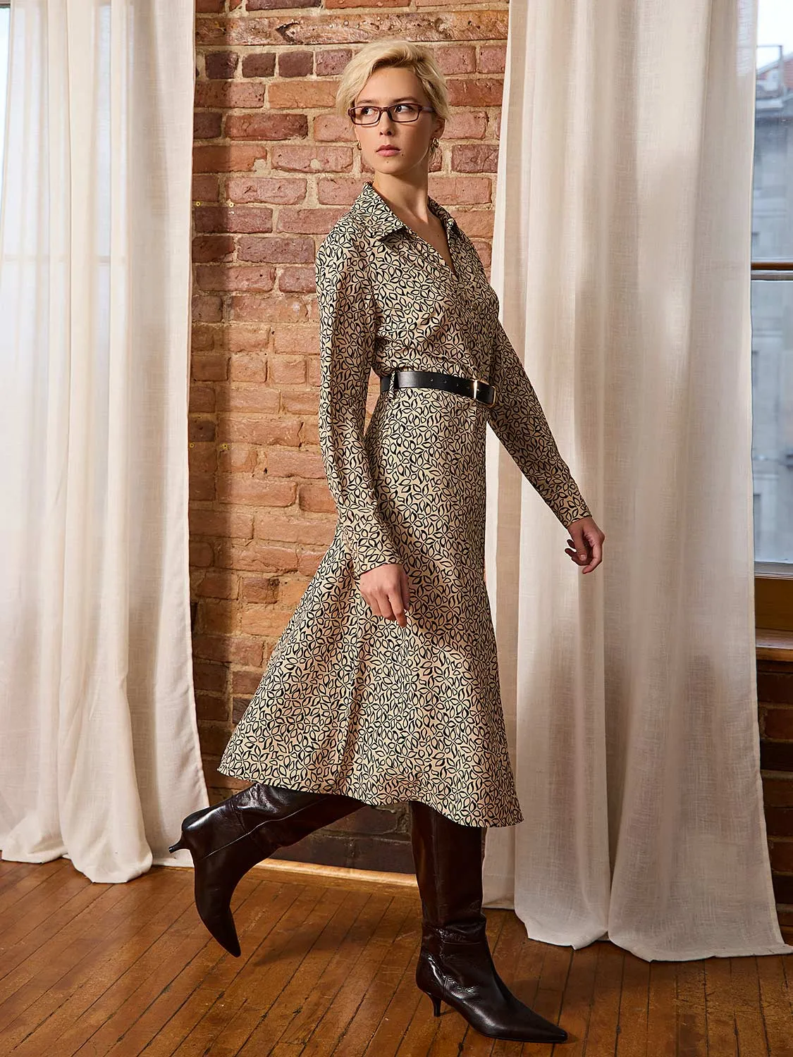 Floral Print Flowy Shirt Dress fresh style