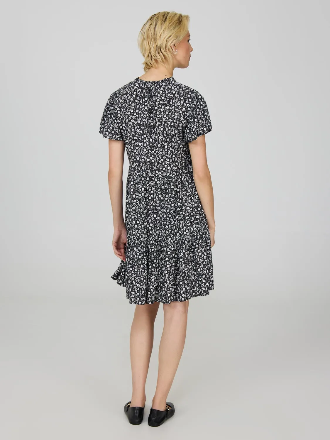 Floral Print Flutter Sleeve Mini Dress multi-scene style