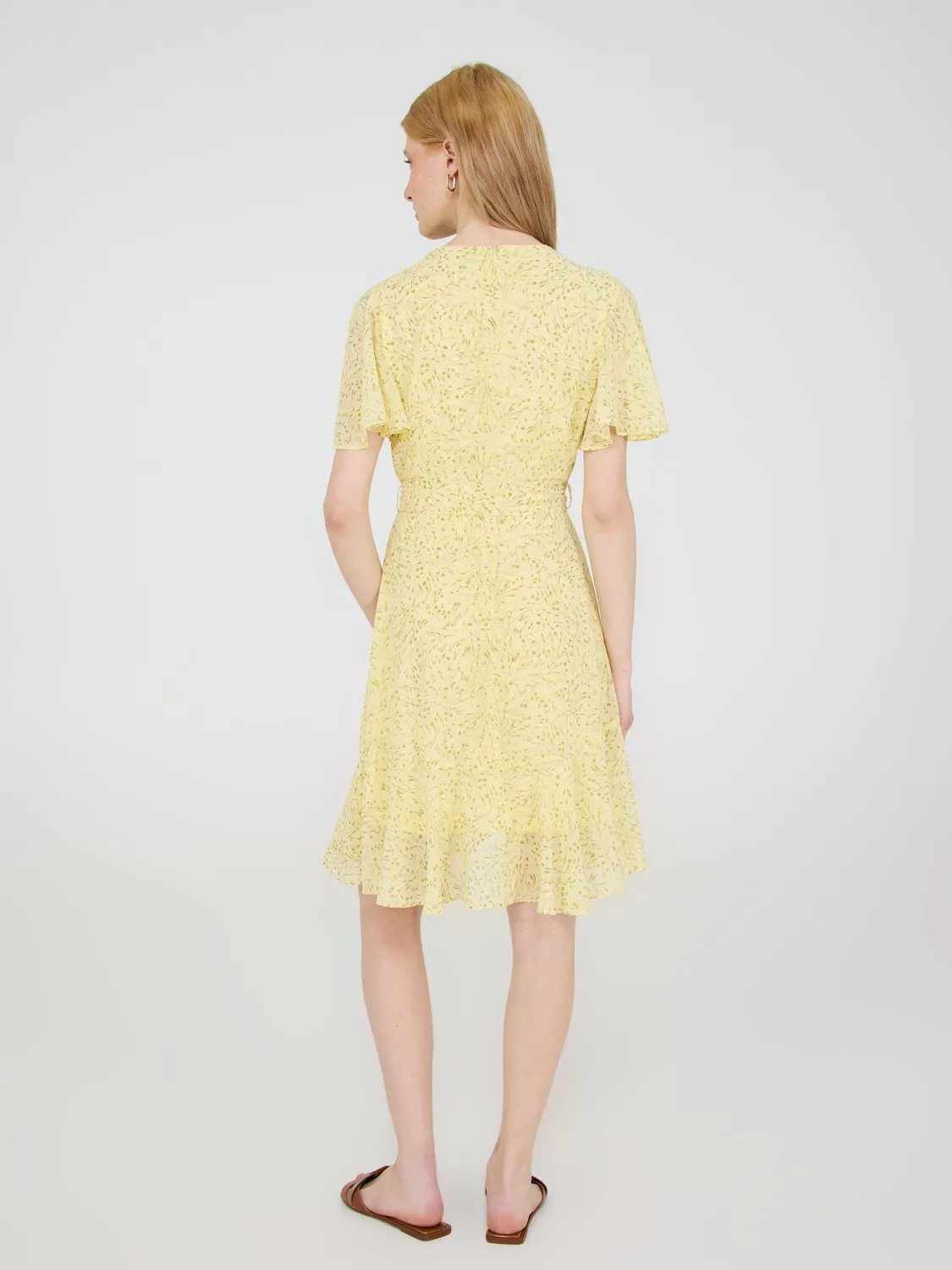 Floral Print Flutter Sleeve Wrap Dress casual comfort