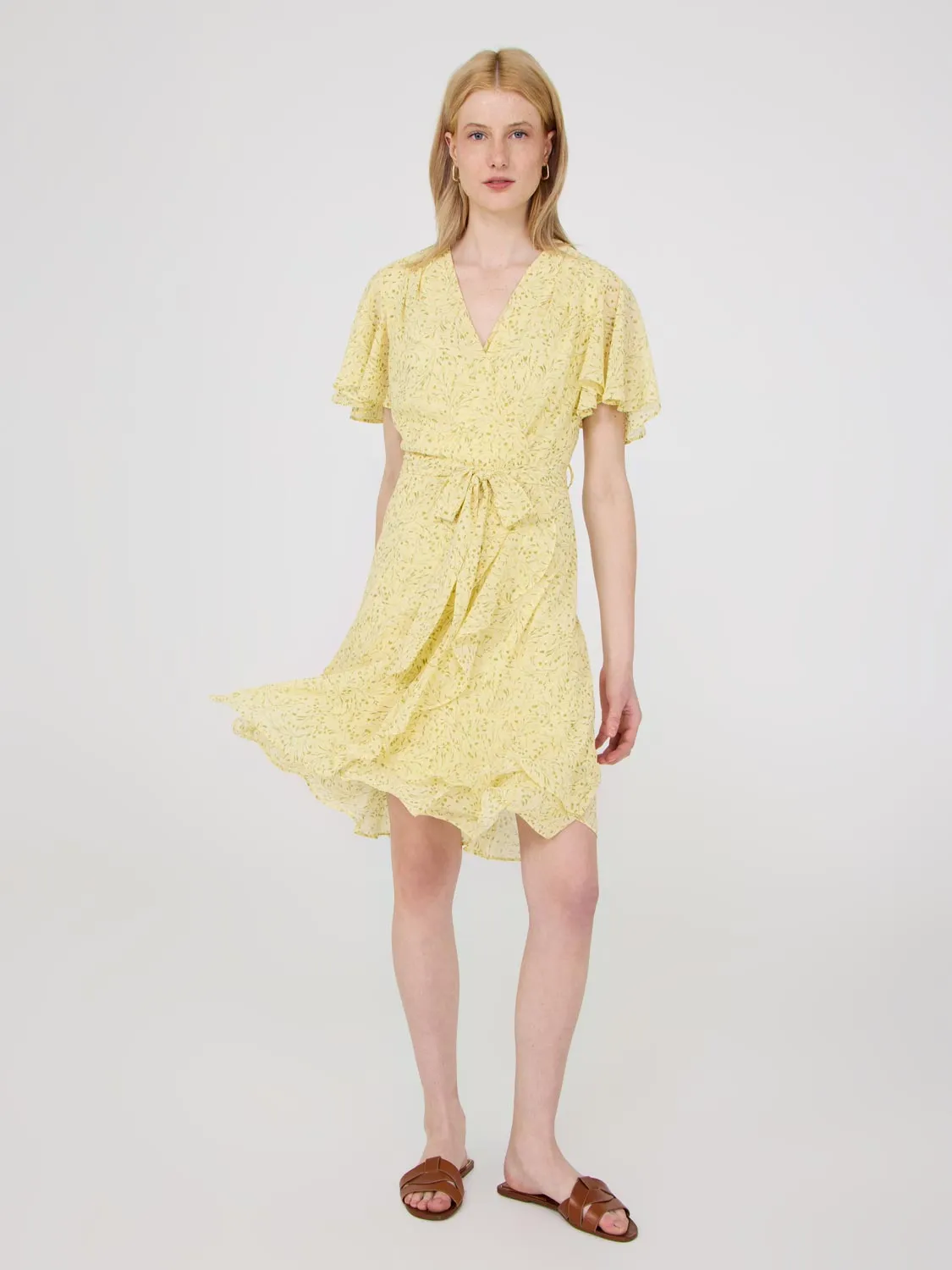Floral Print Flutter Sleeve Wrap Dress travel buddy