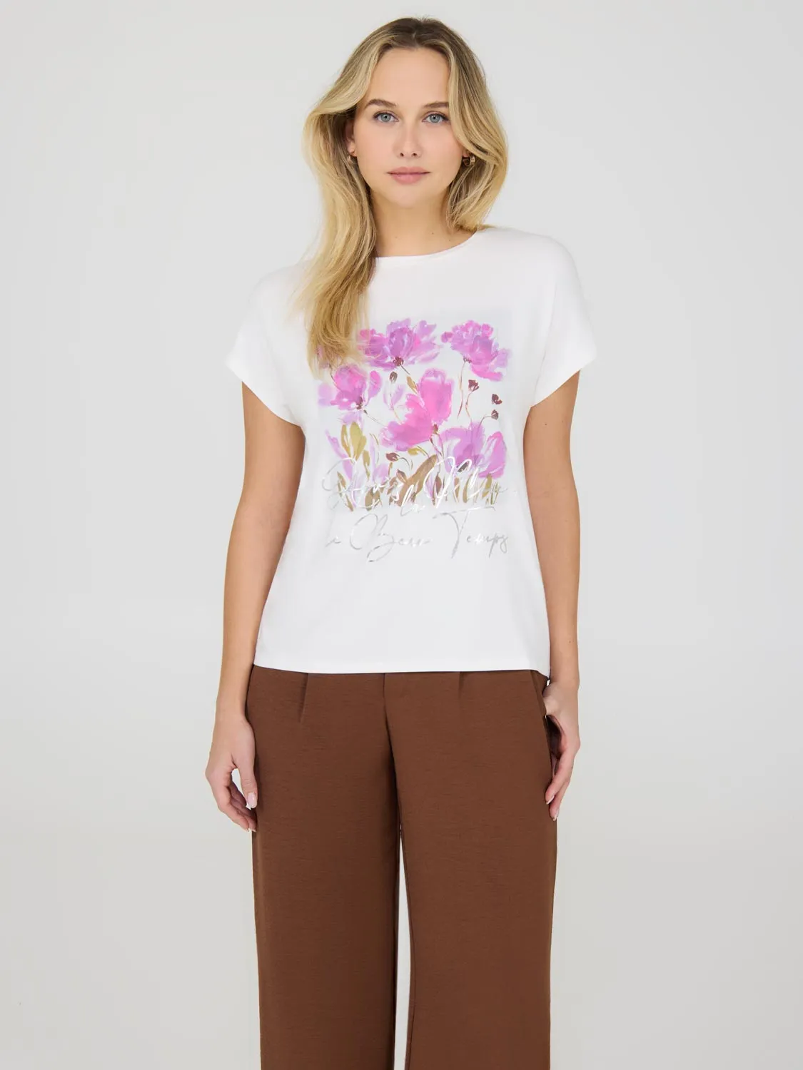 Floral Print Graphic T-Shirt Travel Essential