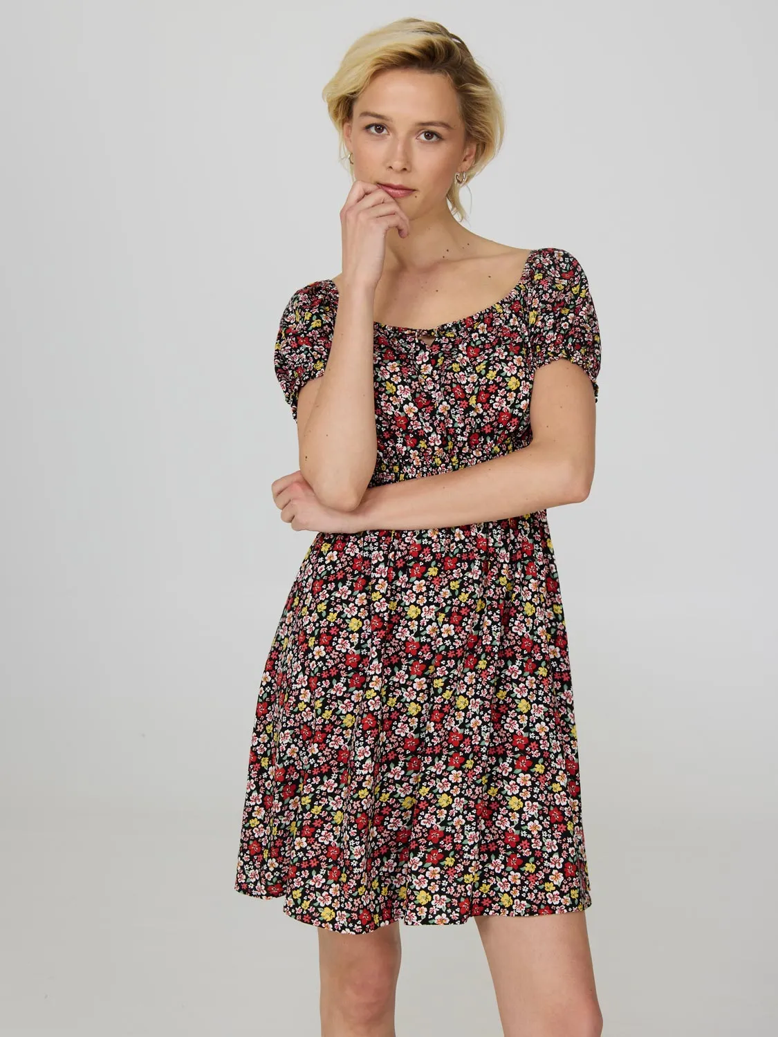 Floral Print Milkmaid Mini Dress youth fashion
