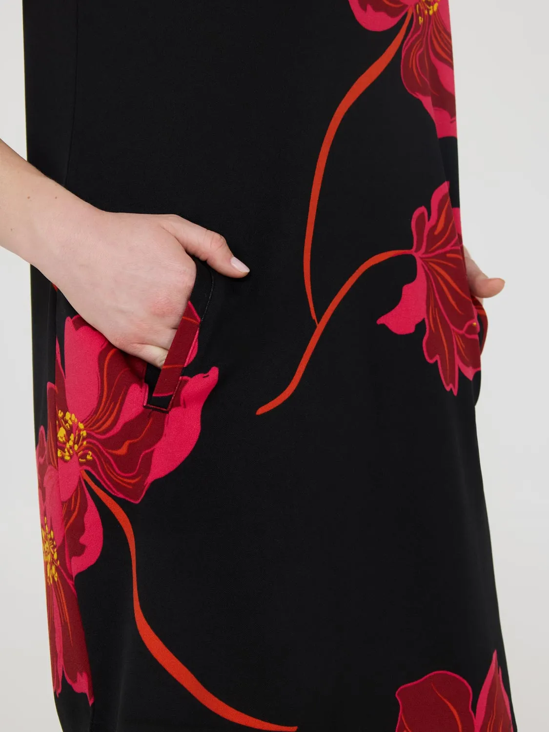 Floral Print Popover Dress With Pockets comfy match