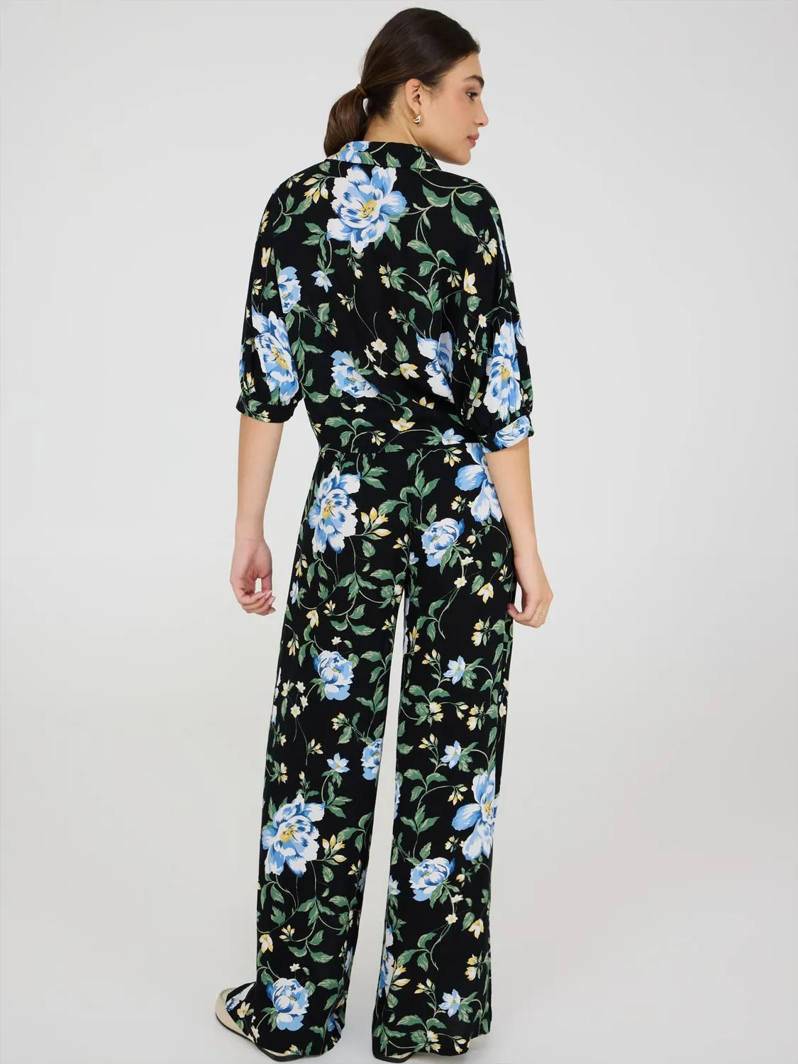Floral Print Tie Front Short Sleeve Blouse Bold Minimal