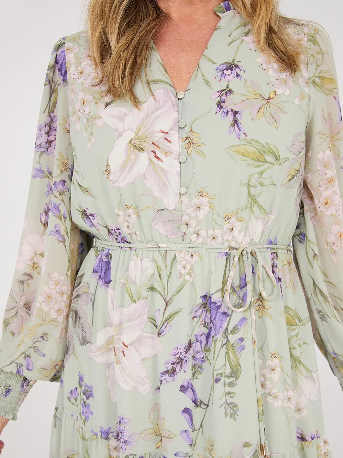 Floral Print Tiered Maxi Dress classical element