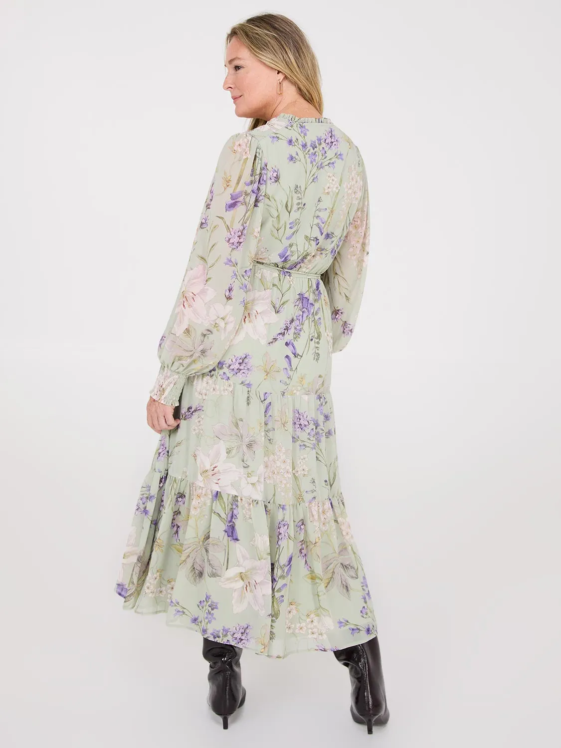Floral Print Tiered Maxi Dress elegant design