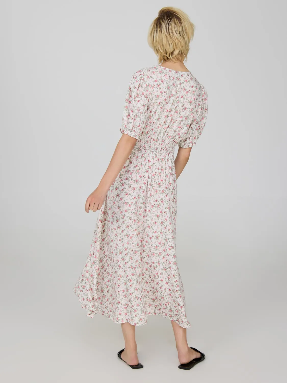 Floral Puff Sleeve Midi Dress personalized look