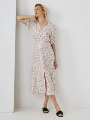 Floral Puff Sleeve Midi Dress fashion spirit