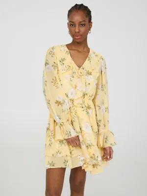 Floral Ruffle Chiffon Mini Dress spring summer