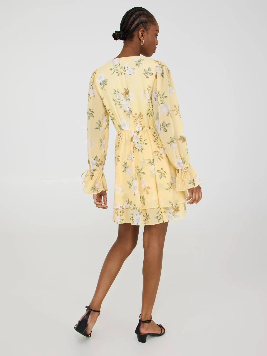 Floral Ruffle Chiffon Mini Dress artsy feel