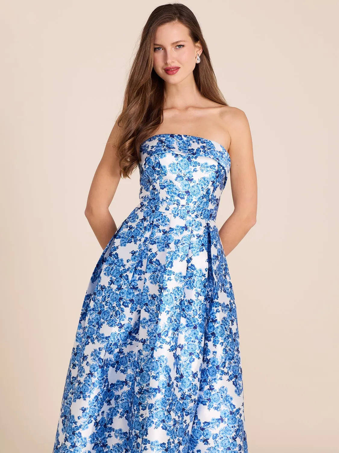 Floral Strapless Ball Gown easy care