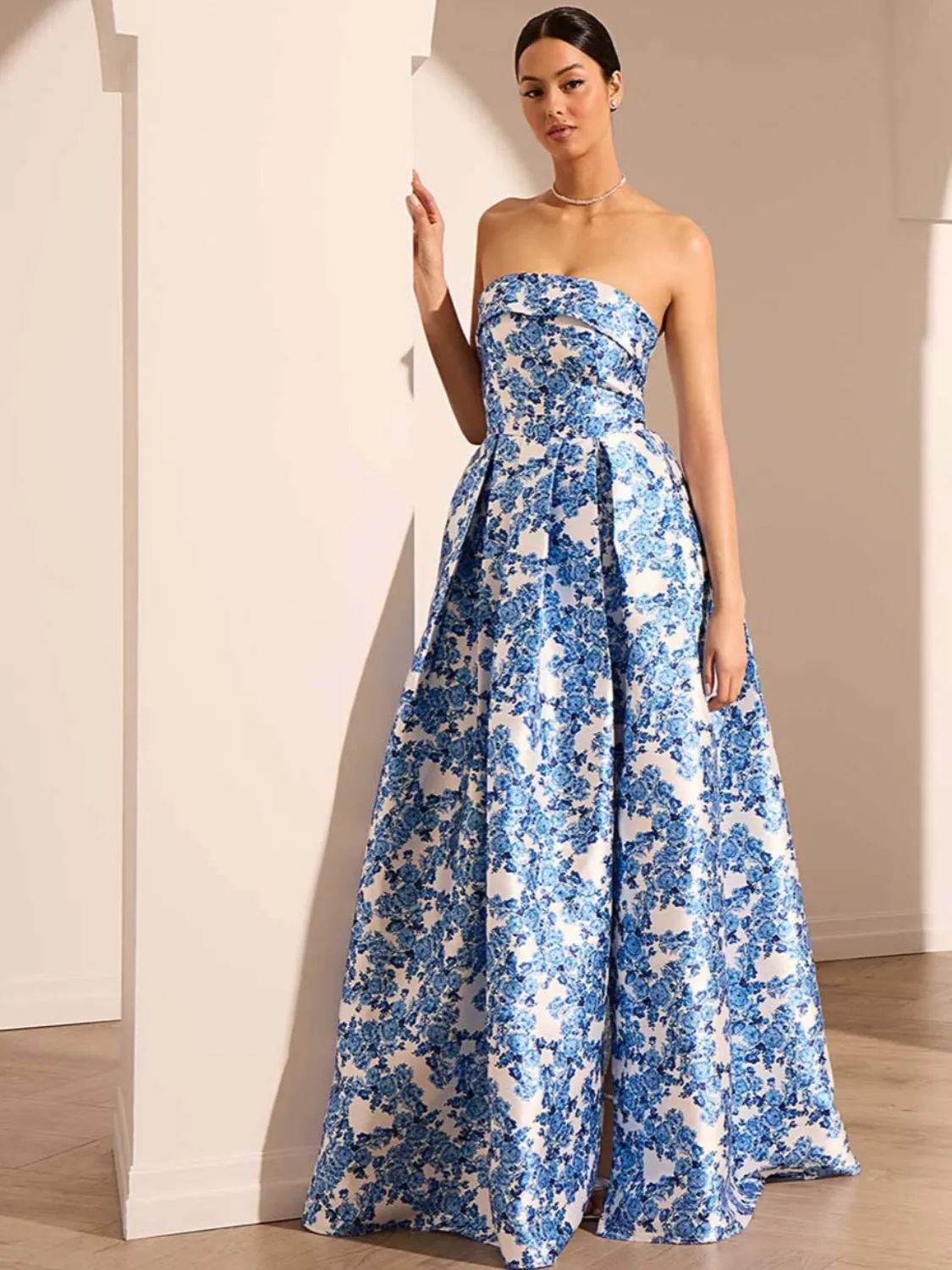 Floral Strapless Ball Gown everyday wear