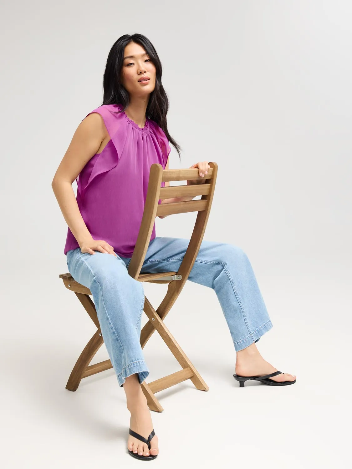 Flutter Cap Sleeve Chiffon Top subtle elegance