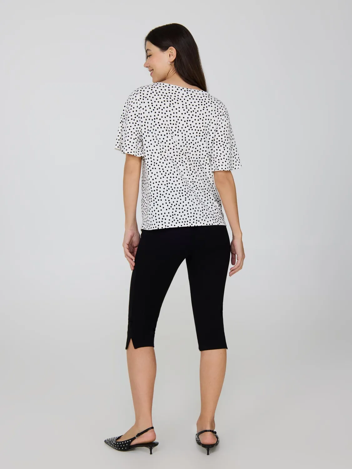 Flutter Sleeve Polka Dot Top Feel Cool