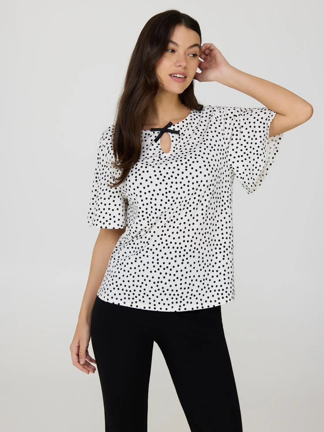 Flutter Sleeve Polka Dot Top Fun Street