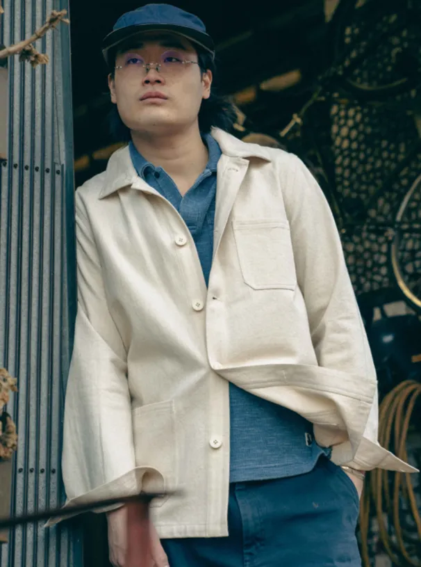 French Workmans Jacket in Carpenter's Cloth travel essential