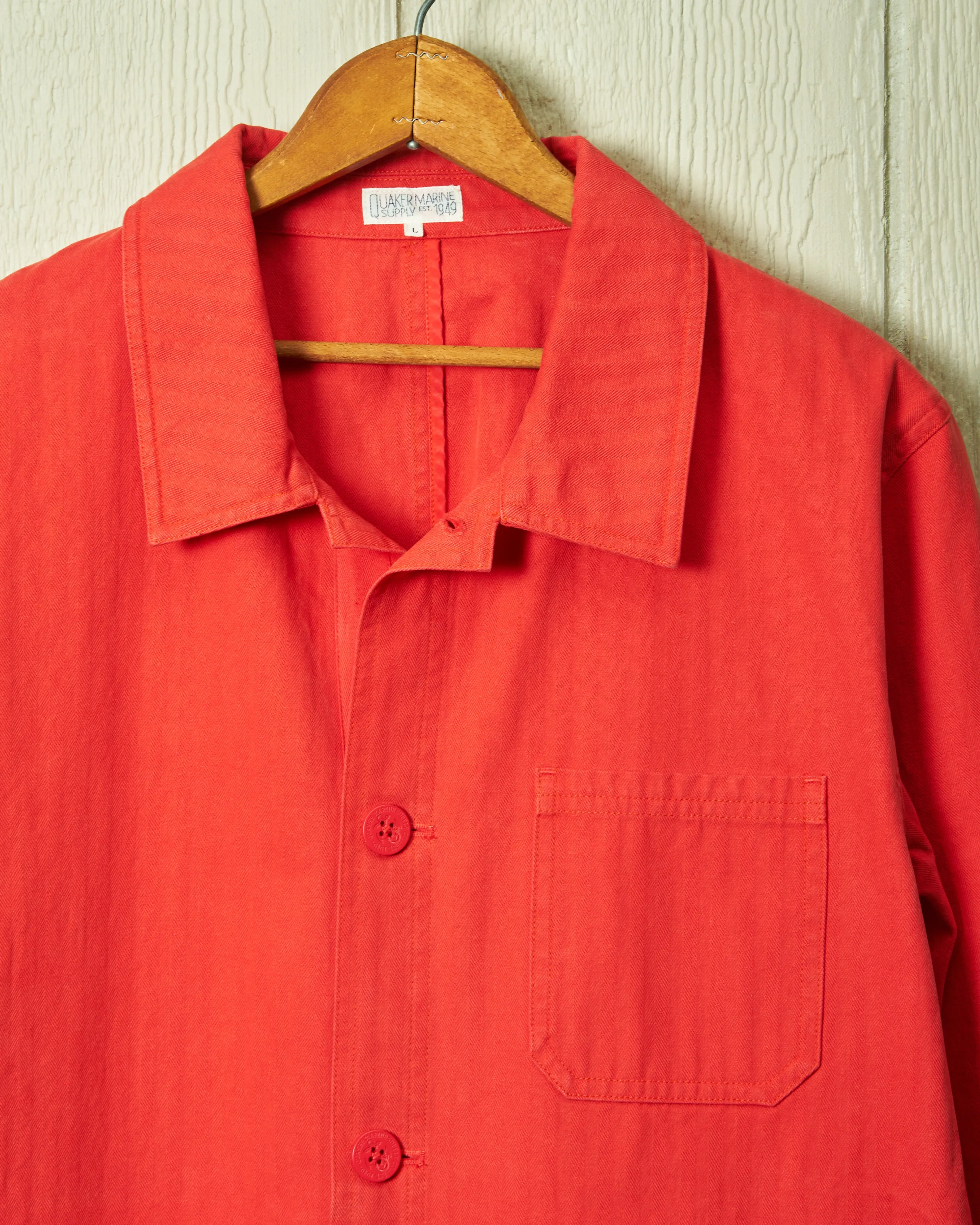 French Workmans Jacket in Nautical Red Herringbone earthy tone outer