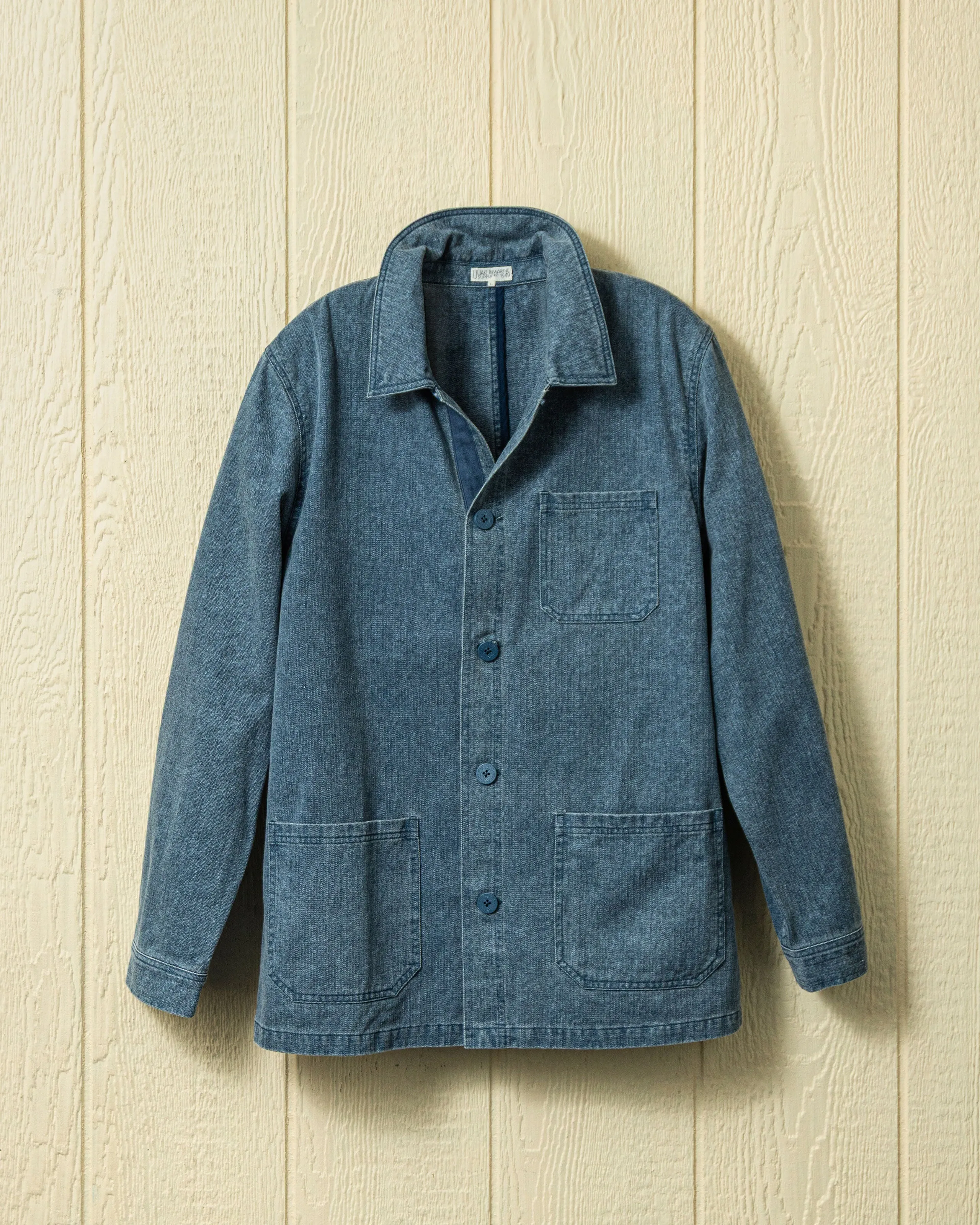 French Workmans Jacket in Navy Salt Washed Herringbone fall festival layer