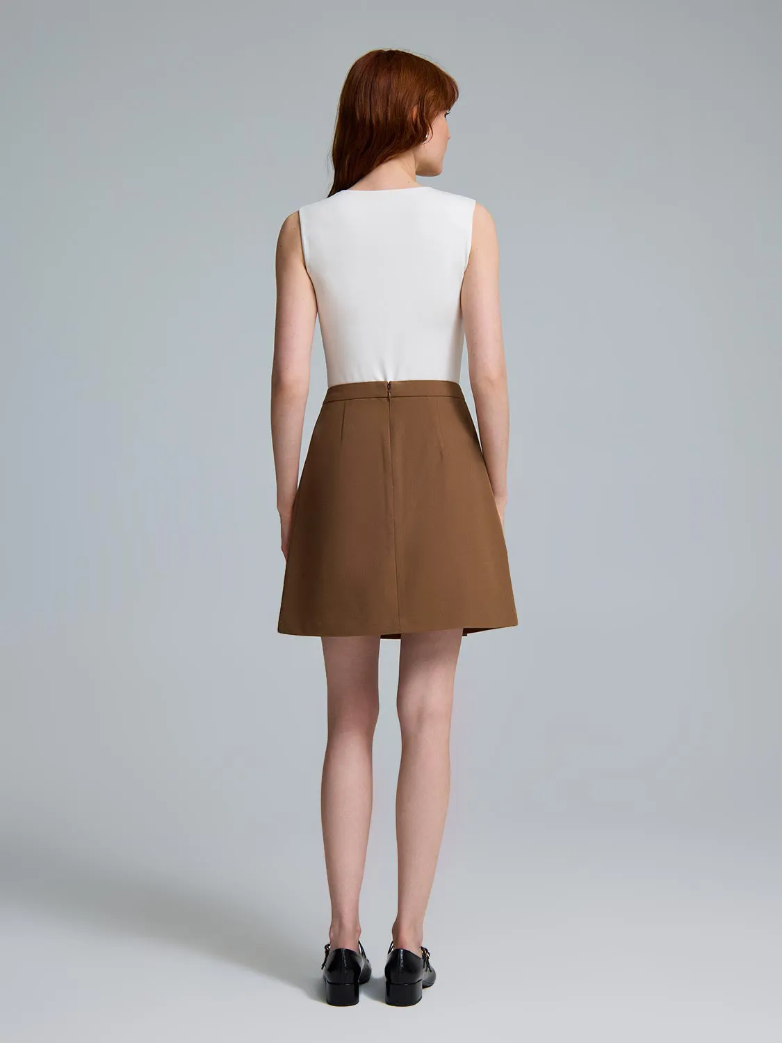 Front Pleated Mini Skirt free ease