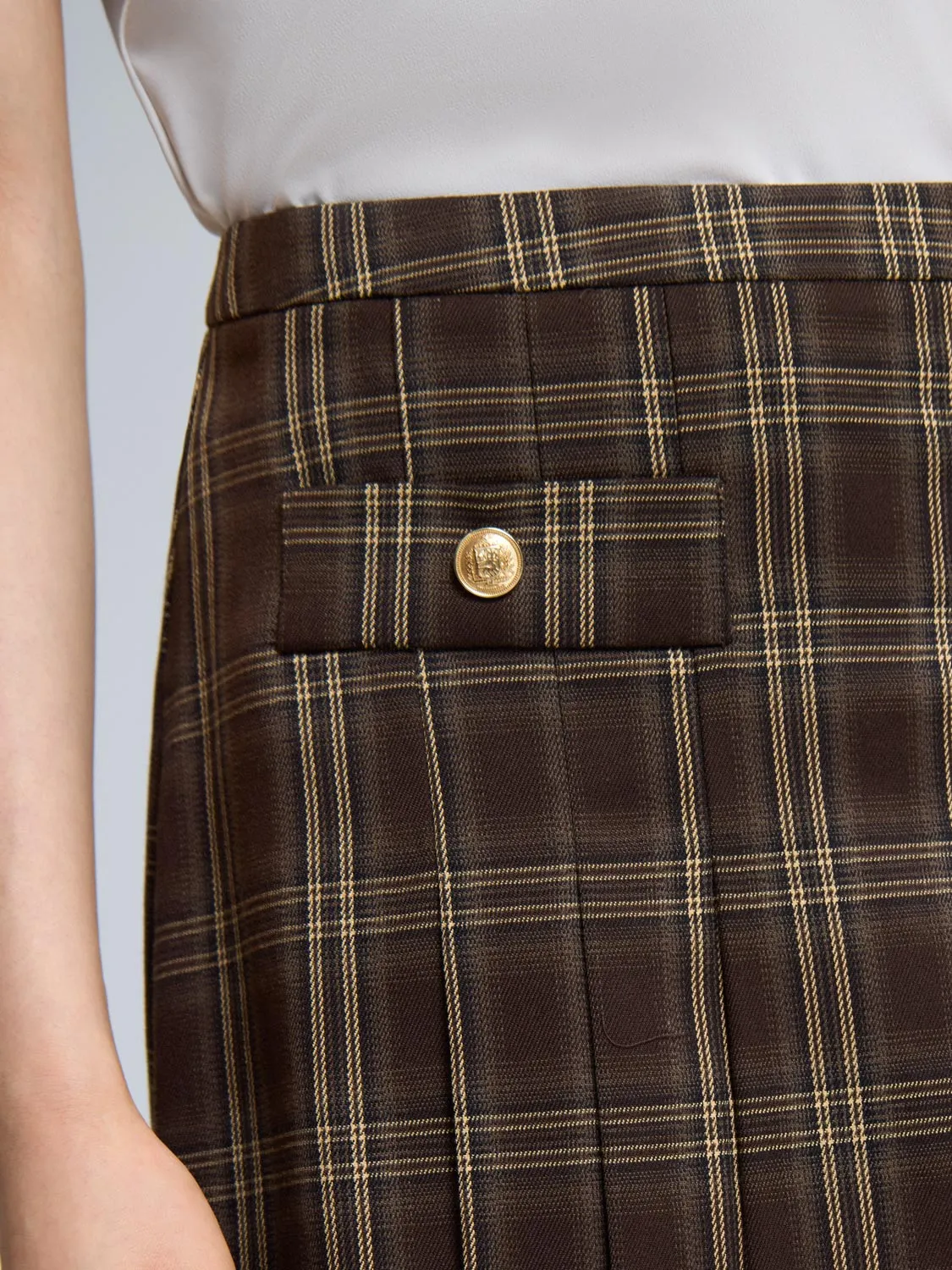 Front Pleated Plaid Mini Skirt breathable fabric