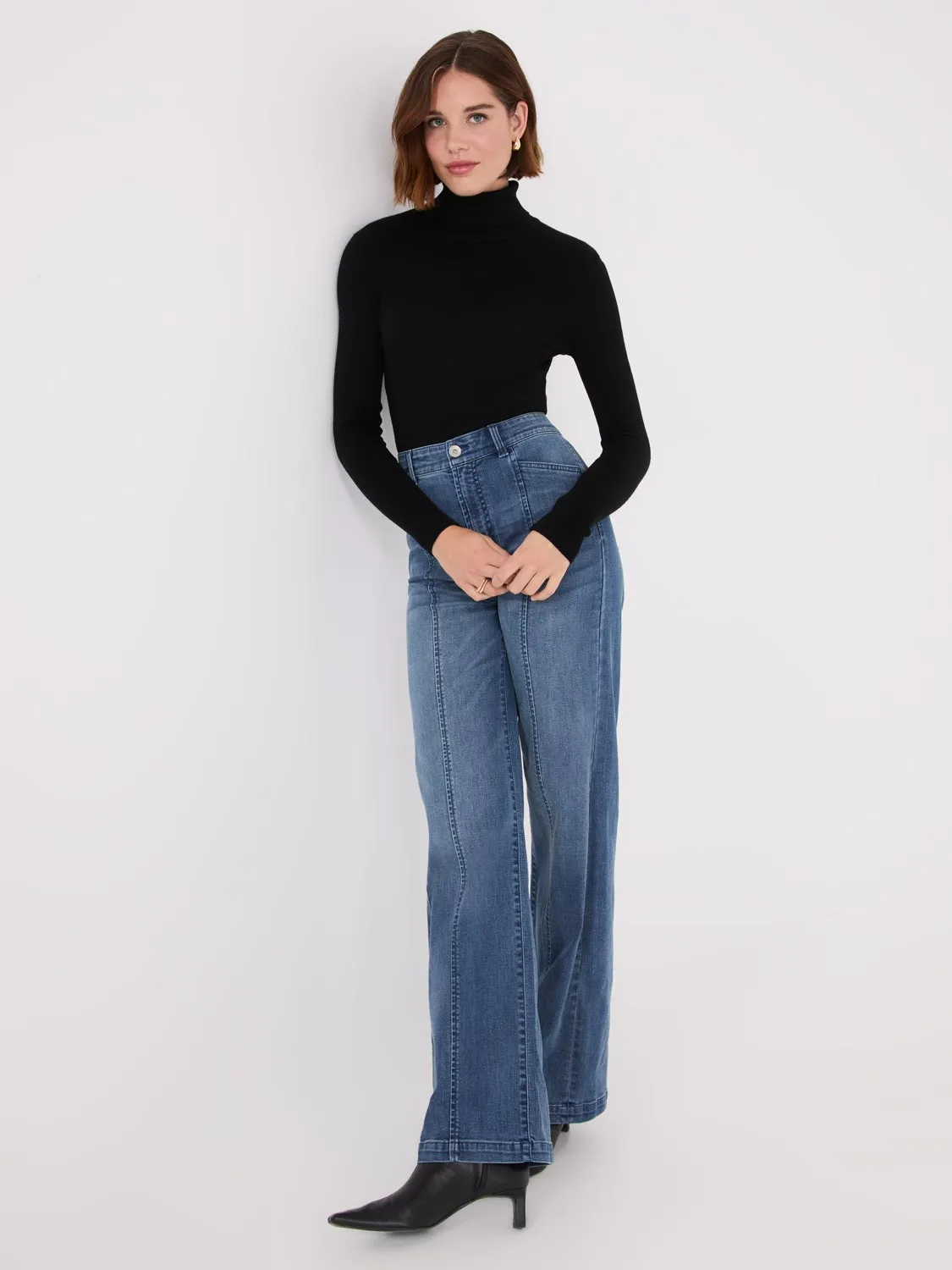 Front Seam Wide-Leg Jeans street brand