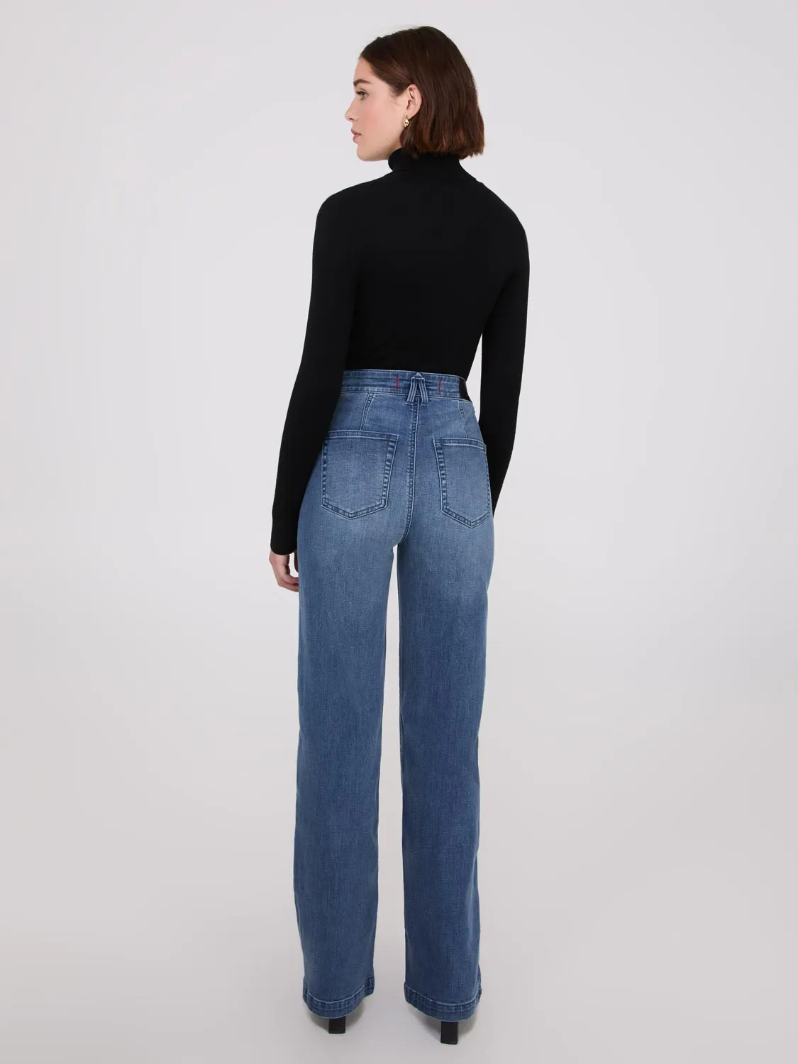 Front Seam Wide-Leg Jeans multi function