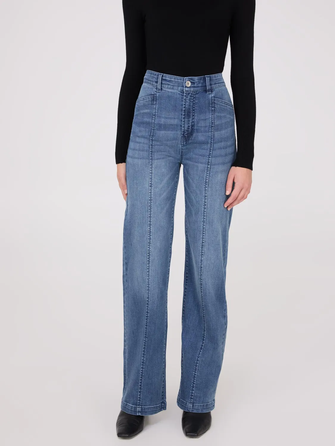 Front Seam Wide-Leg Jeans vintage fashion
