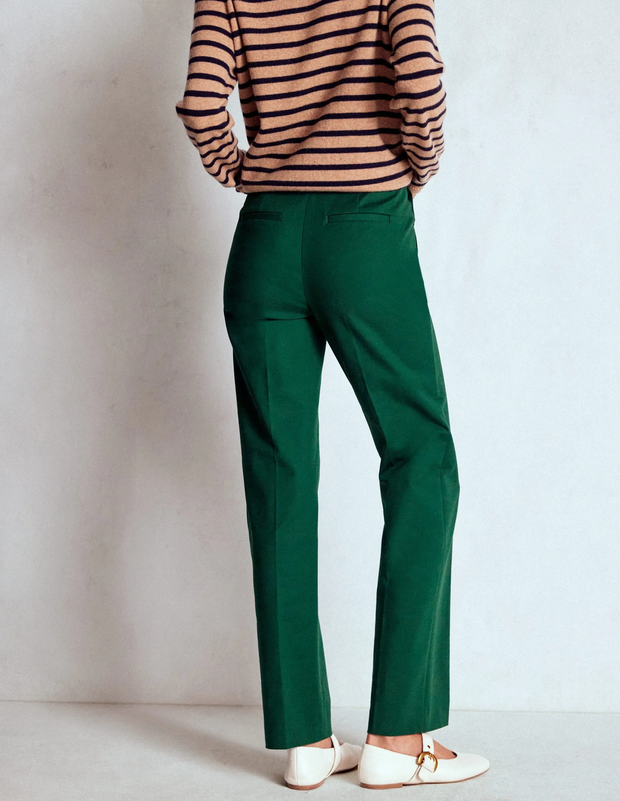 Full Length Canonbury Trousers-Emerald Green floral pattern